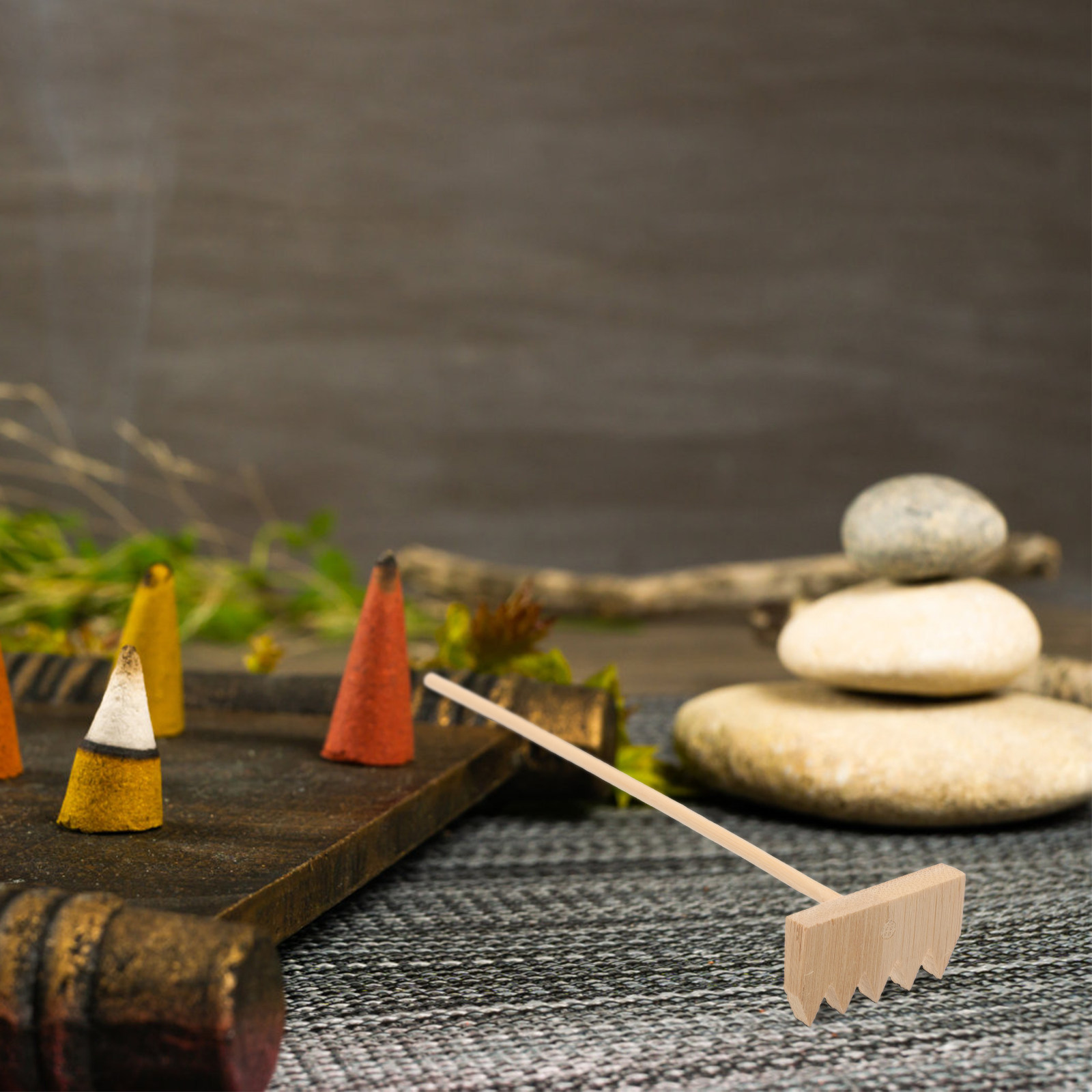 Zen Gardening Tools - 3Pcs Bamboo Mini Rake Kit Zen