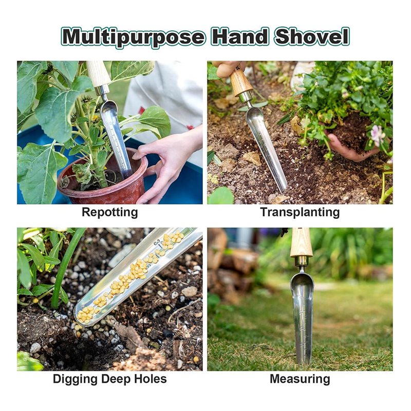 Gardening Tools Wooden - ABGE-Seeding Dibber Tool Stainless Steel With