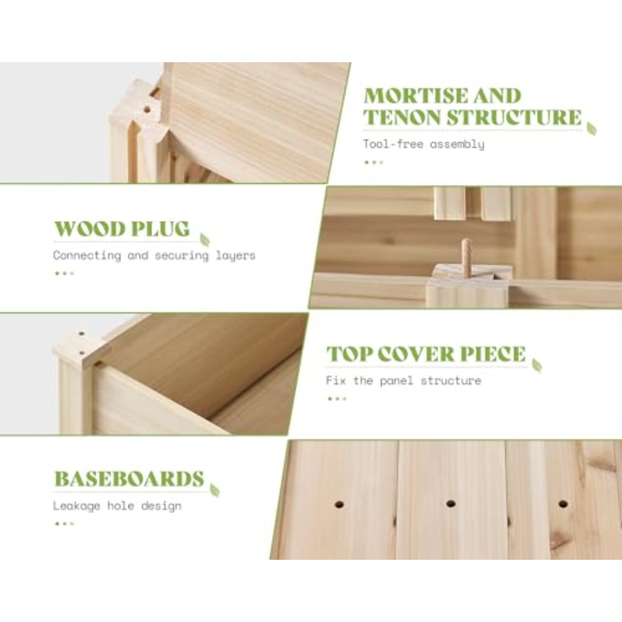 Outdoor 3-Tier Raised Garden B - đánh giá và giá Gardening Tools Wooden