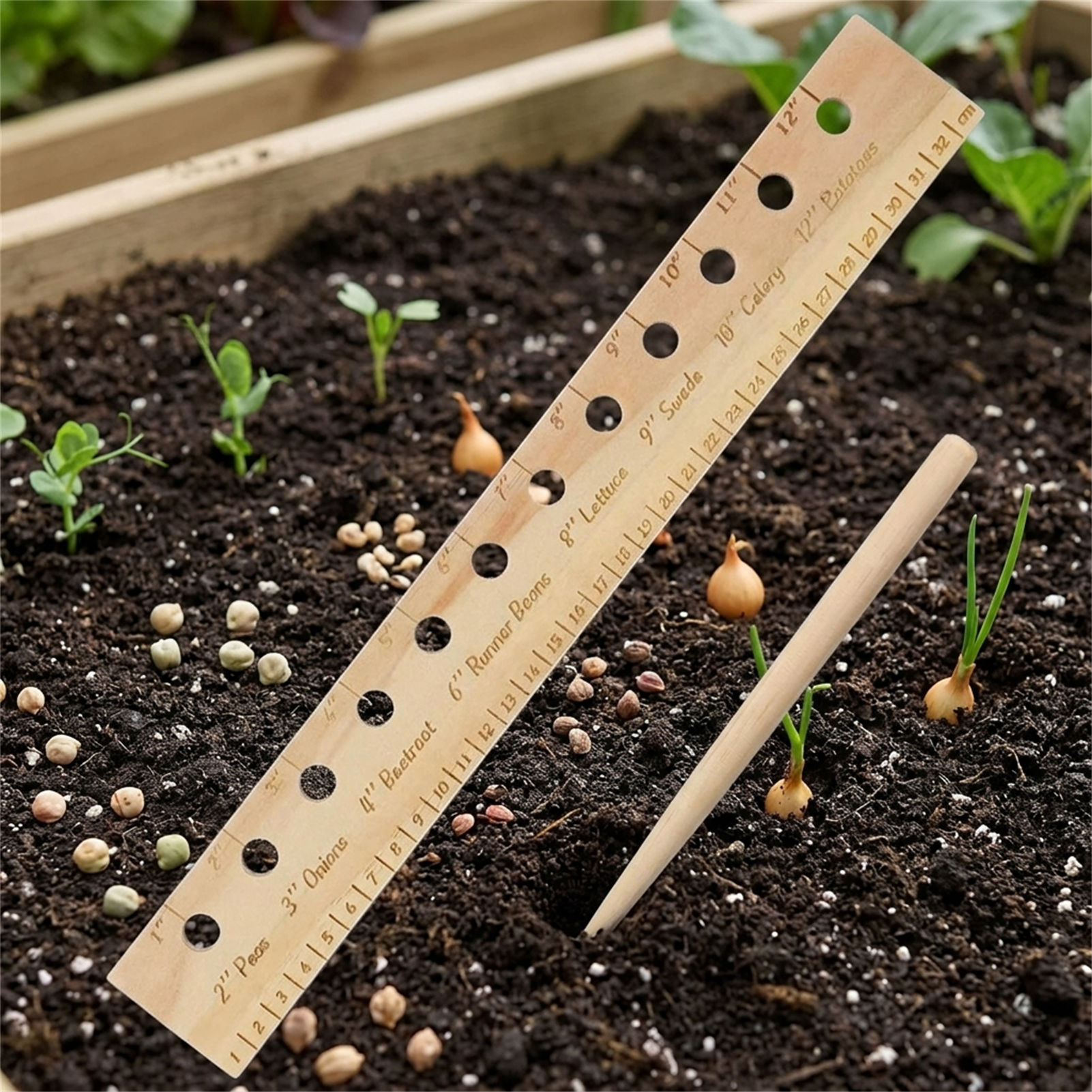 Solid Wood Planting Ruler for  - đánh giá và giá Gardening Tools Wooden