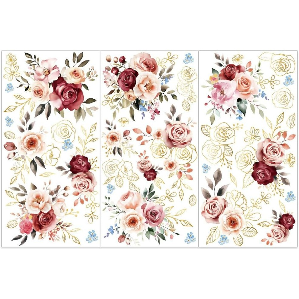 3pcs/Set Watercolor Roses Rub  - đánh giá và giá Gardening Tools Diy