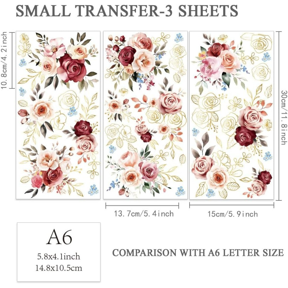 3pcs/Set Watercolor Roses Rub  - đánh giá và giá Gardening Tools Diy